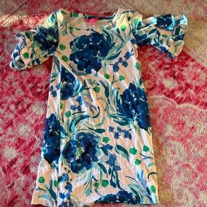Lilly Pulitzer Floral Kids Dress in Blue and Green